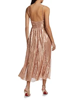 Fanny Metallic & Lace Sleeveless Midi-Dress