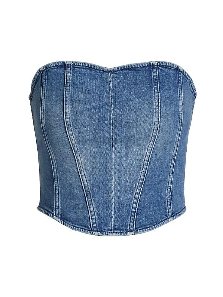 Crop Denim Corset Top