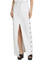 Elizabella Studded Denim Maxi Skirt