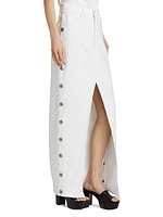 Elizabella Studded Denim Maxi Skirt