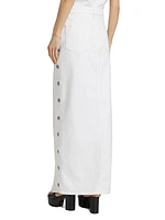 Elizabella Studded Denim Maxi Skirt