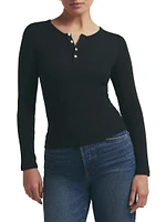 Rib-Knit Henley Top