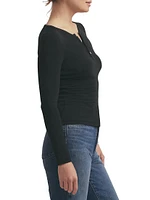 Rib-Knit Henley Top