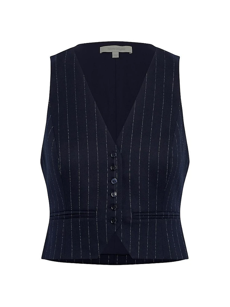 The Favorite Pinstriped Crop Vest