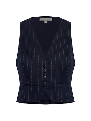 The Favorite Pinstriped Crop Vest