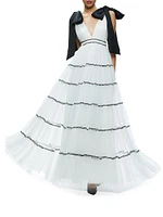 Jessalyn Bow Strap Tiered Maxi Gown