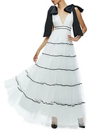 Jessalyn Bow Strap Tiered Maxi Gown