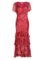 Gilly Silk-Blend Velvet Ruffled Maxi Dress