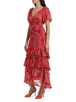 Gilly Silk-Blend Velvet Ruffled Maxi Dress