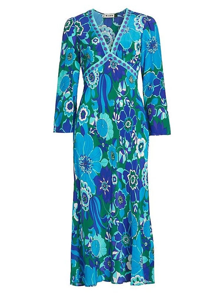 In The Spirit Of Palm Beach Silk Midi-Dress