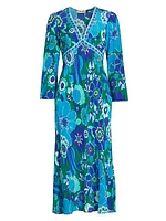 In The Spirit Of Palm Beach Silk Midi-Dress