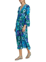 In The Spirit Of Palm Beach Silk Midi-Dress