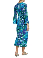 In The Spirit Of Palm Beach Silk Midi-Dress