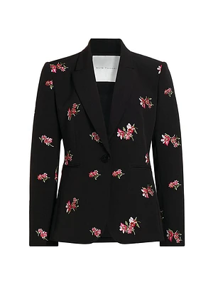 The Emerson Floral-Embroidered One-Button Blazer