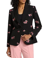 The Emerson Floral-Embroidered One-Button Blazer