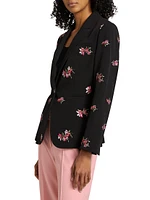 The Emerson Floral-Embroidered One-Button Blazer