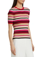 The Rida Striped Short-Sleeve Sweater