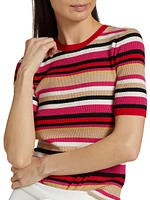 The Rida Striped Short-Sleeve Sweater