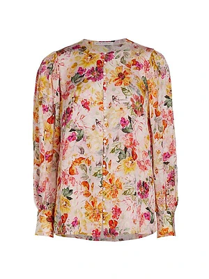 The Wendy Embroidered Silk-Blend Blouse