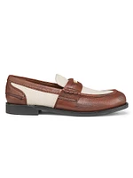 Bi-Color Leather & Canvas Loafers