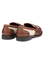 Bi-Color Leather & Canvas Loafers