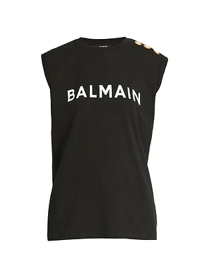 Logo Button-Shoulder Muscle T-Shirt