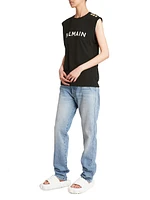 Logo Button-Shoulder Muscle T-Shirt