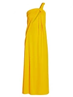 Wool Twisted One-Shoulder Maxi Dress