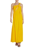 Wool Twisted One-Shoulder Maxi Dress