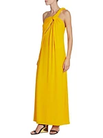 Wool Twisted One-Shoulder Maxi Dress