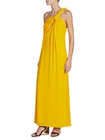 Wool Twisted One-Shoulder Maxi Dress