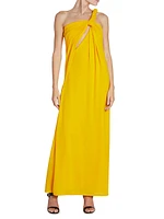 Wool Twisted One-Shoulder Maxi Dress