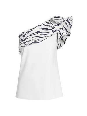 Kikina Zebra Print One-Shoulder Top