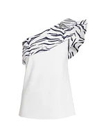 Kikina Zebra Print One-Shoulder Top