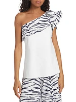 Kikina Zebra Print One-Shoulder Top