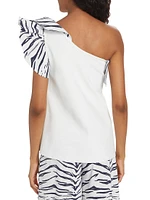 Kikina Zebra Print One-Shoulder Top