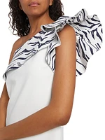 Kikina Zebra Print One-Shoulder Top