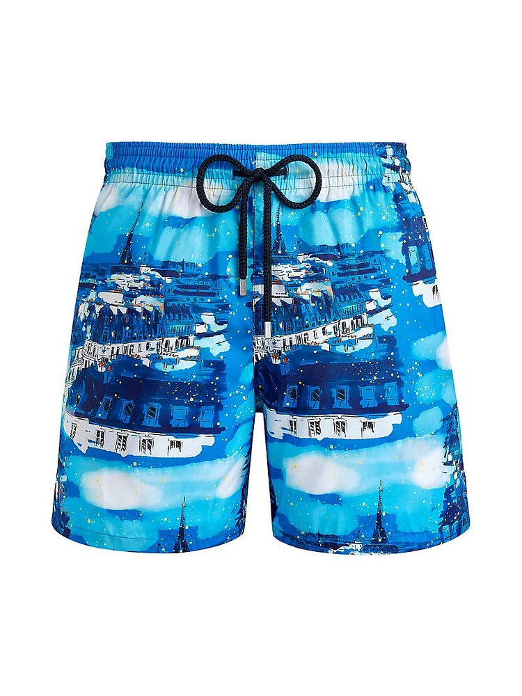 Paris Printed Swim Trunks