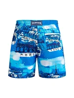 Paris Printed Swim Trunks