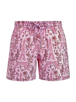 Eiffel Tower Printed Swim Trunks