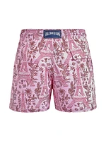 Eiffel Tower Printed Swim Trunks