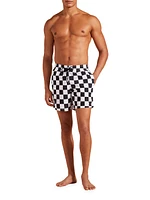 Damier Print Swim Trunks