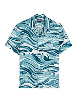 Vilebrequin x Maison Kitsuné Wave Linen Short-Sleeve Shirt