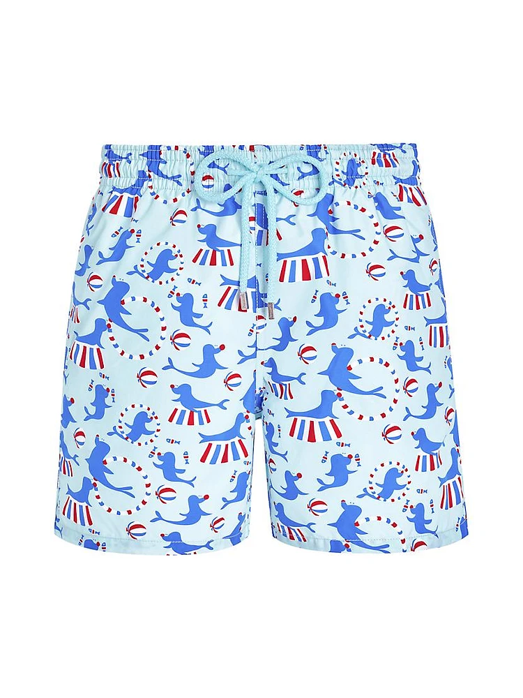 Circus Print Swim Trunks