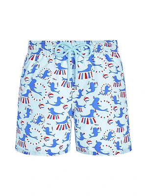 Circus Print Swim Trunks