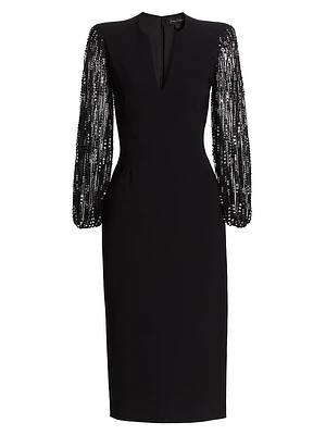 The Swan Embellished-Sleeve Cocktail Dress