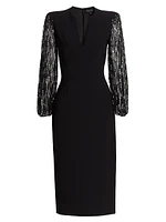 The Swan Embellished-Sleeve Cocktail Dress