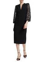 The Swan Embellished-Sleeve Cocktail Dress