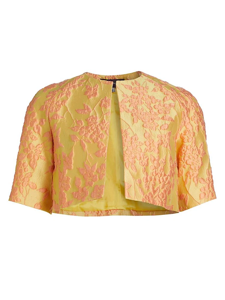 Mimosa Jacquard Open-Front Crop Bolero