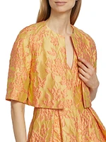 Mimosa Jacquard Open-Front Crop Bolero